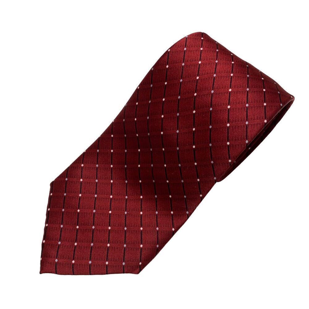 Dockers Tie Men's Necktie Silk Red White Blue Stripe Check Office Classic